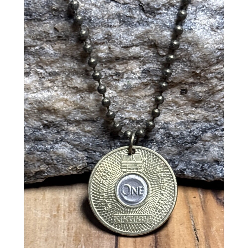 Vintage LA Transit Token Pendant Necklace Metro Coin Collectible. Wear History!